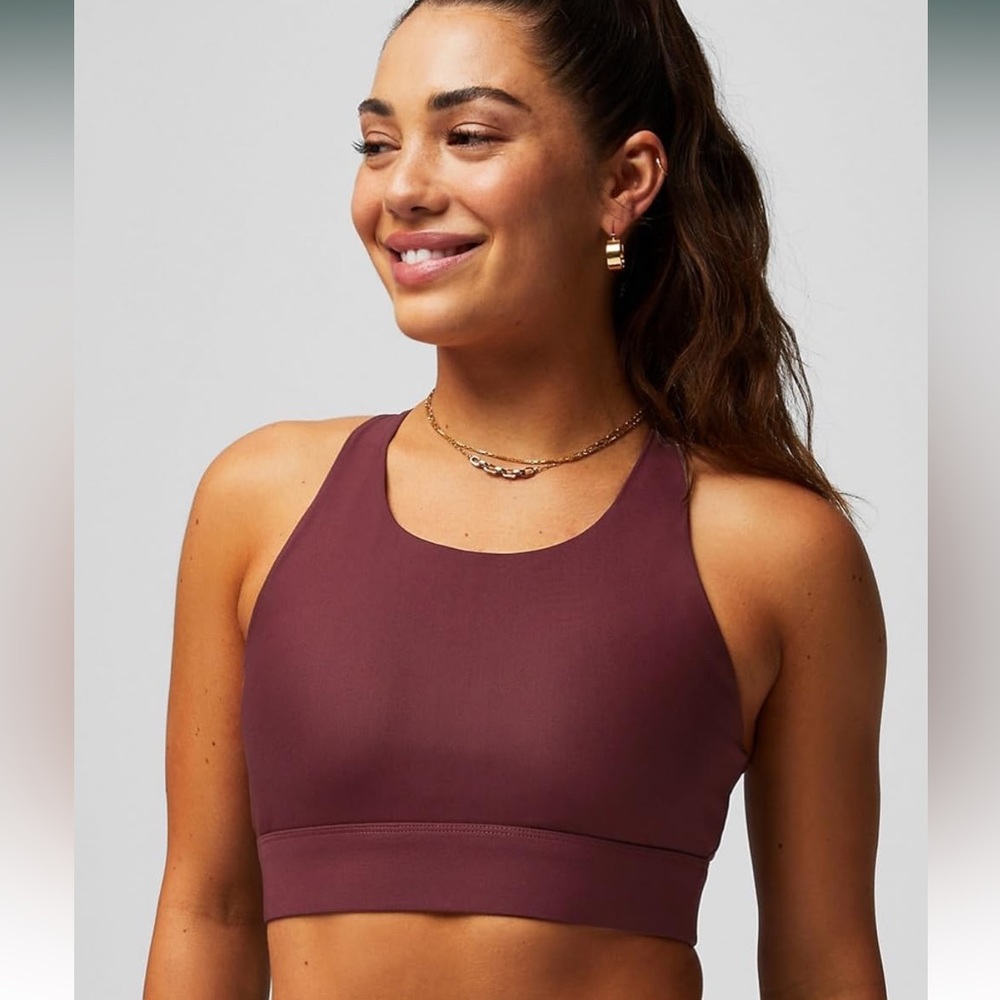 Fabletics- No-Bounce High Impact Sports Bra, M, Merlot